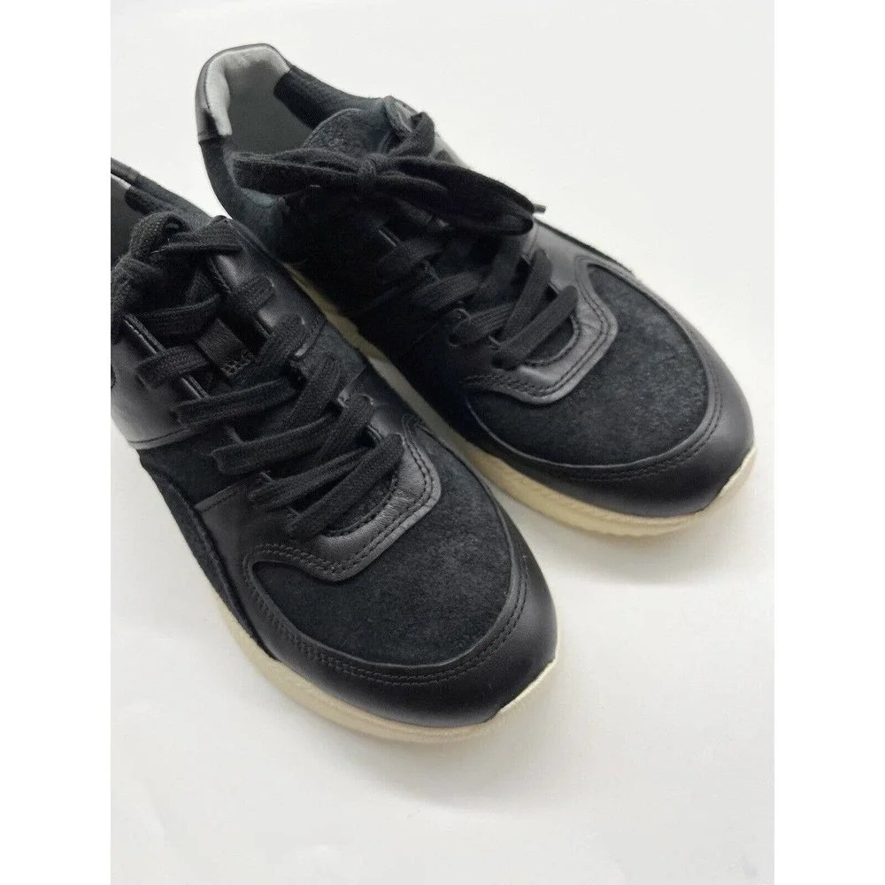 NWOB O By Everlane The Trainer Unisex Leather Black Low Top Sneakers W 7 M 5
